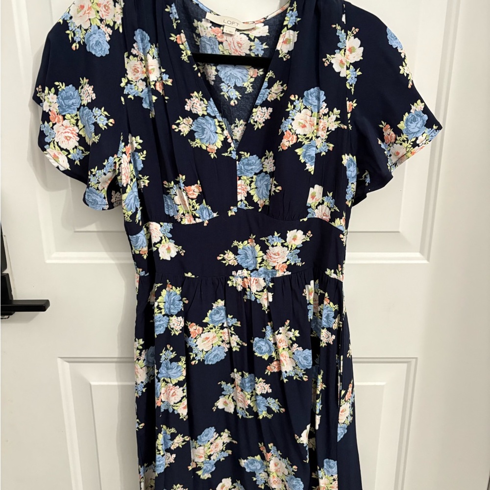 Loft Floral Navy Dress
